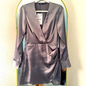 Zara Wrap Front Satin Dress